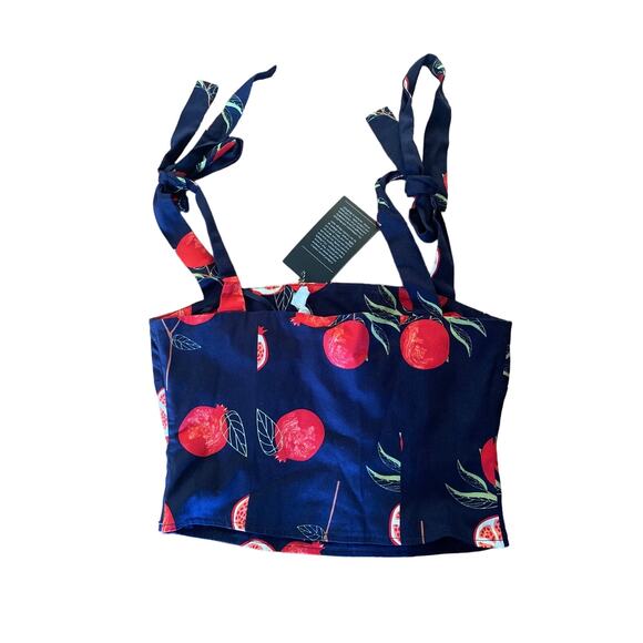 NWT ModCloth x Collectif Peace, Love, and Pomegranates Navy Blue Tank Top size 6 - Picture 5 of 12